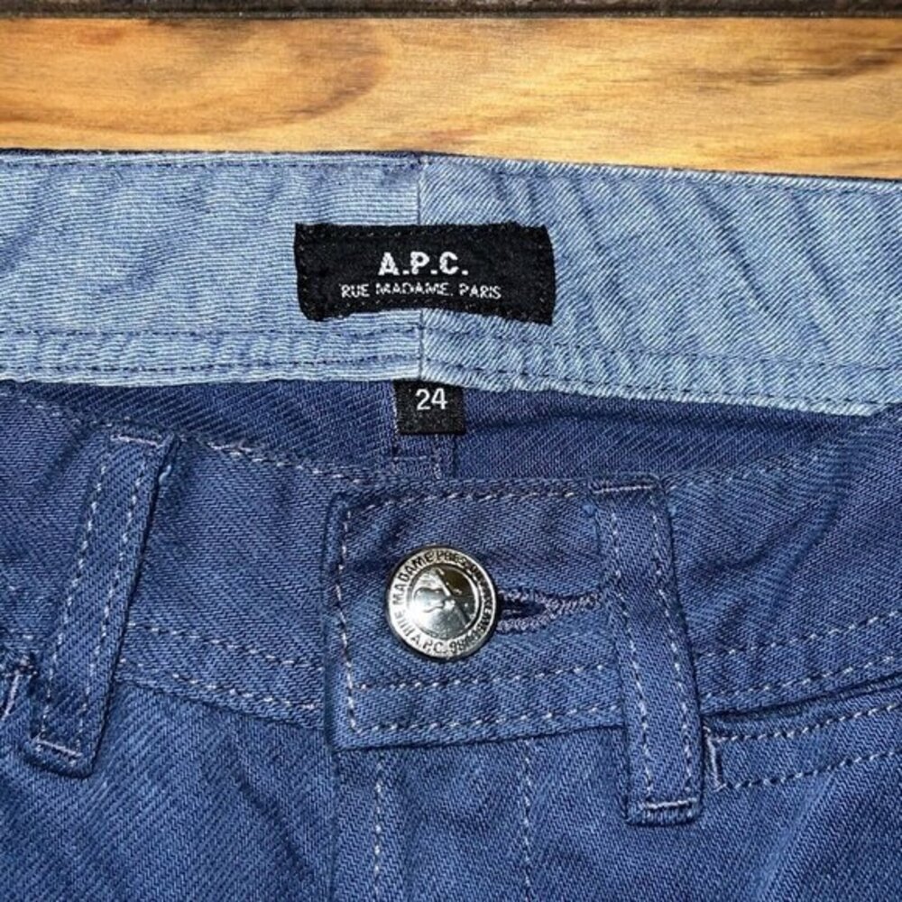 APC Womens Jeans Size 24 Blue Indigo Mid Rise Straight Leg Button Fly - Picture 4 of 9
